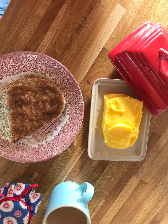 jam and toast at the table