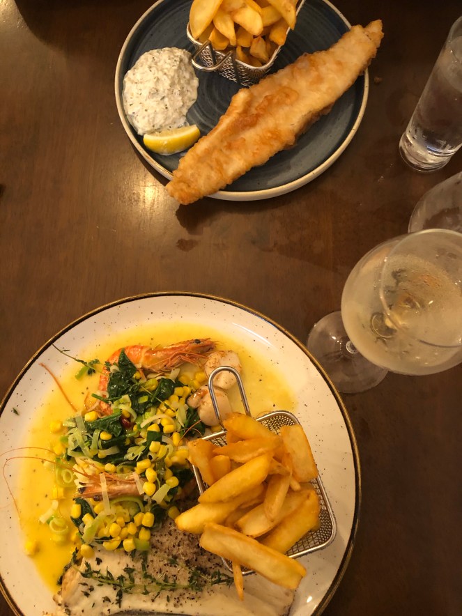 Fish & chips at The Bear & Blacksmith, Chillington, Devon