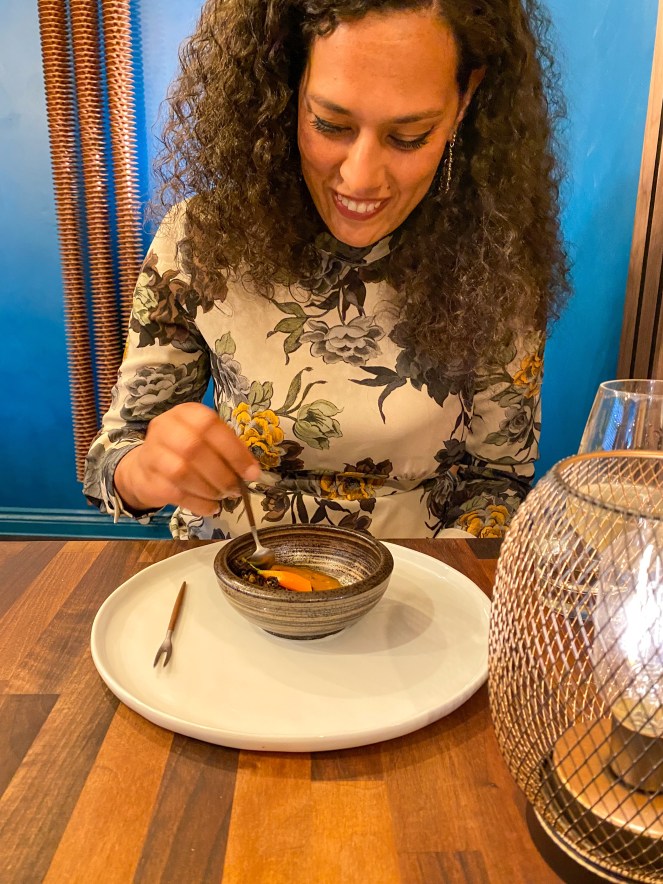 Abiinthecountry enjoying carrot n soil at Oxheart restaurant 