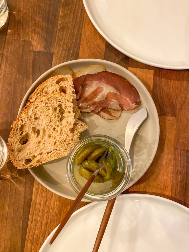 bread course at Oxheart restaurant Long Compton